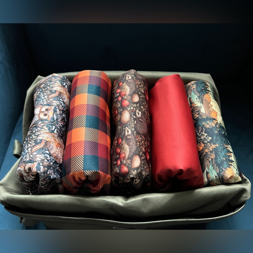 12 Redwood Cloth Pocket Diapers + 2 Pods + Changing Mat in Forest Mountains Fall